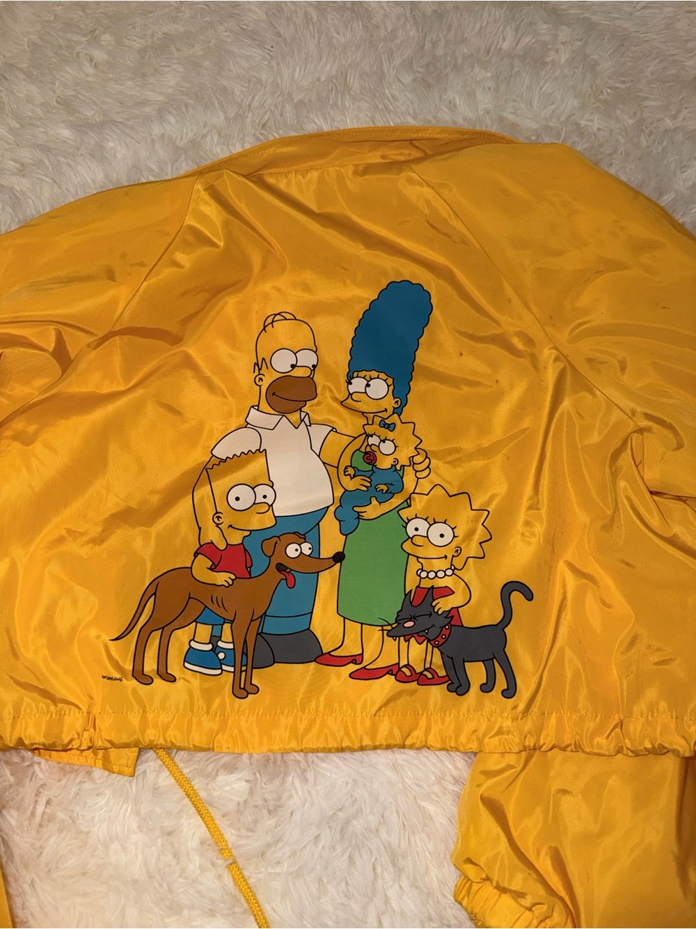 Yellow Simpsons cropped Graphic Windbreaker Jacket